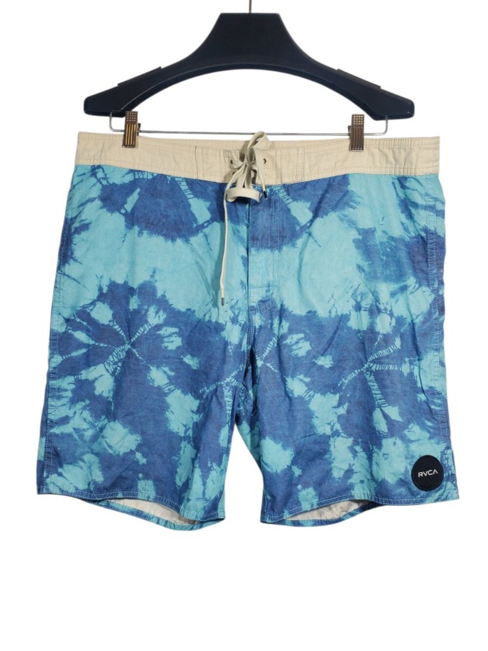 RVCA Vintage Brushed Swim Shorts Men's 36 Blue Tie-Dye Trunks Boardshorts